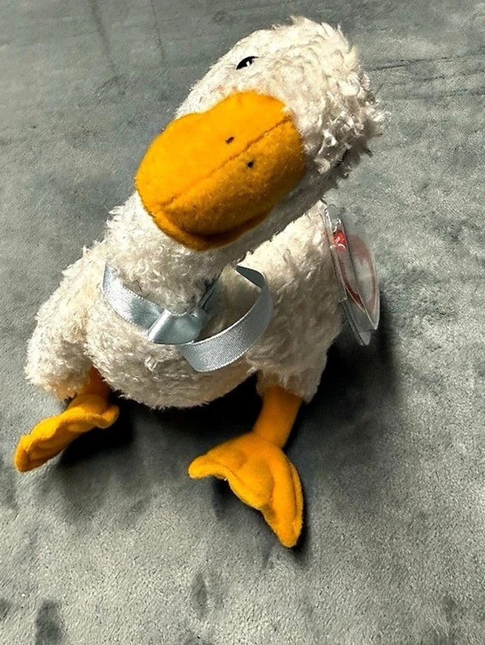 Vintage TY Georgette Goose Plush Attic Treasures Blue Ribbon